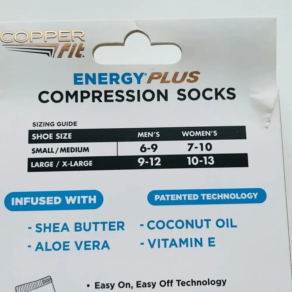 3 Pair Copper Fit Energy Plus Compression Socks Size S/M NEW